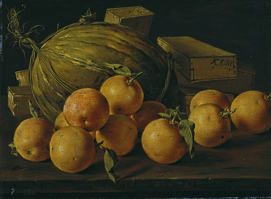Still Life with Oranges Melon and Boxes of Sweets