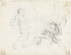 Studieblad met twee saters by Moses ter Borch