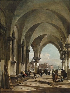 The Arches of the Dodge's Palace, Venice, in the Direction of the Basilica San Giorgio Maggiore by Francesco Guardi