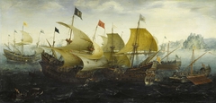 The Battle of Cadiz (Dutch and English Ships Attack the Spanish Armada by Aert Anthonisz.