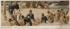 The Building of Fort Meigs, 1813 (Mural Study, Perrysburg, Ohio Post Office) by Glenn M Shaw