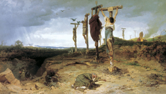 The damned box. Place of execution in ancient Rome. The crucified slaves. the year 1878. by Fyodor Bronnikov