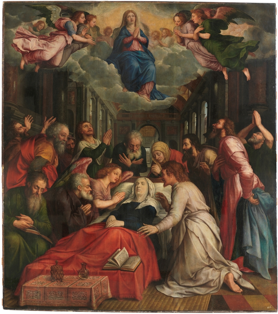The Death of the Virgin (centre); The Birth of the Virgin (left); The Presentation of the Virgin (right)