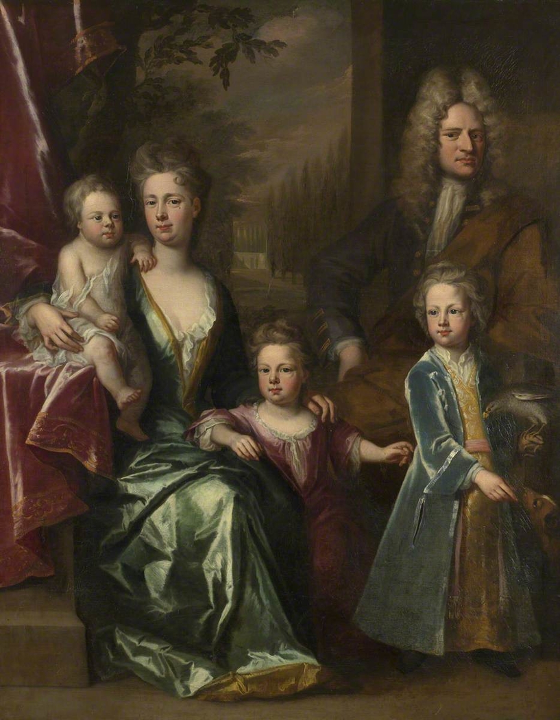 The Dryden Family: Edward Dryden (d.1717), his Wife, Elizabeth Allen and their Children, John Dryden, later Sir John Dryden, 7th Bt (1704 - 1770), Bevill Dryden (d.1758) and Mary Dryden, later Mrs John Shaw