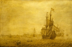 The Dutch ship Eendracht at anchor by Heerman Witmont