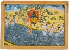 The Gopis Plead with Krishna to Return Their Clothing, Page from a Bhagavata Purana (Ancient Stories of Lord Vishnu) series by Anonymous
