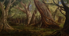 The Haunt of the Moa, a scene in Puriri Forest by Kennett Watkins