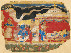 The Infant Krishna Spirited Away by Vasudev, from a copy of the Dispersed Bhagavat Purana by Anonymous