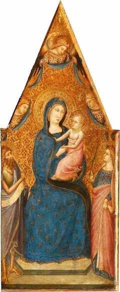 The Madonna and Child enthroned with Four Angels,  Saint John the Baptist and Saint Catherine by Luca di Tommè