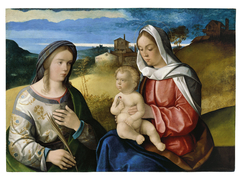 The Virgin and Child with Saint Agnes in a Landscape by Pietro degli Ingannati