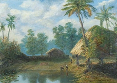 Tropical Landscape with a Village by Unknown Artist