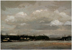 View over a Lake: Shore with Houses by Tom Thomson