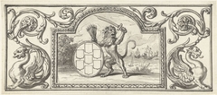 Vignet met de Nederlandse leeuw met het wapen van de Zeven Verenigde Provinciën by Bernard Picart