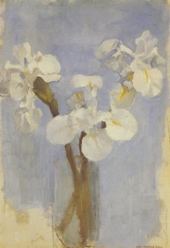 White irises against a light blue background II by Piet Mondrian