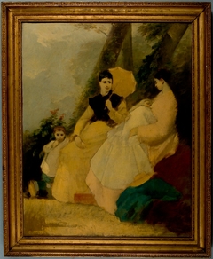 Women and Children in a Garden by Unidentified Artist