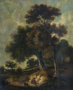 Woodland Scene with Man and Dog by Robert Ladbrooke