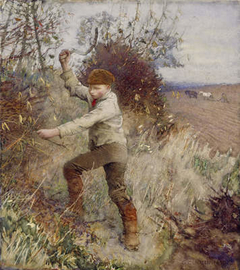 A Boy Cutting A Stick by George Clausen