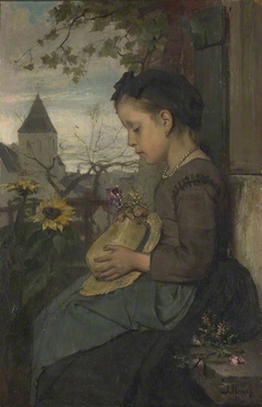 A Girl seated outside a House by Jacob Maris