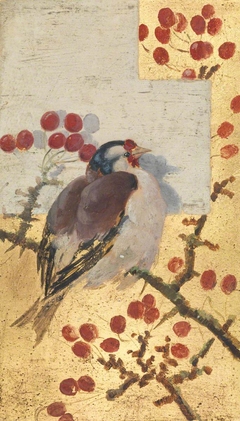 A goldfinch on the branch of a cherry tree by Beatrice Whistler