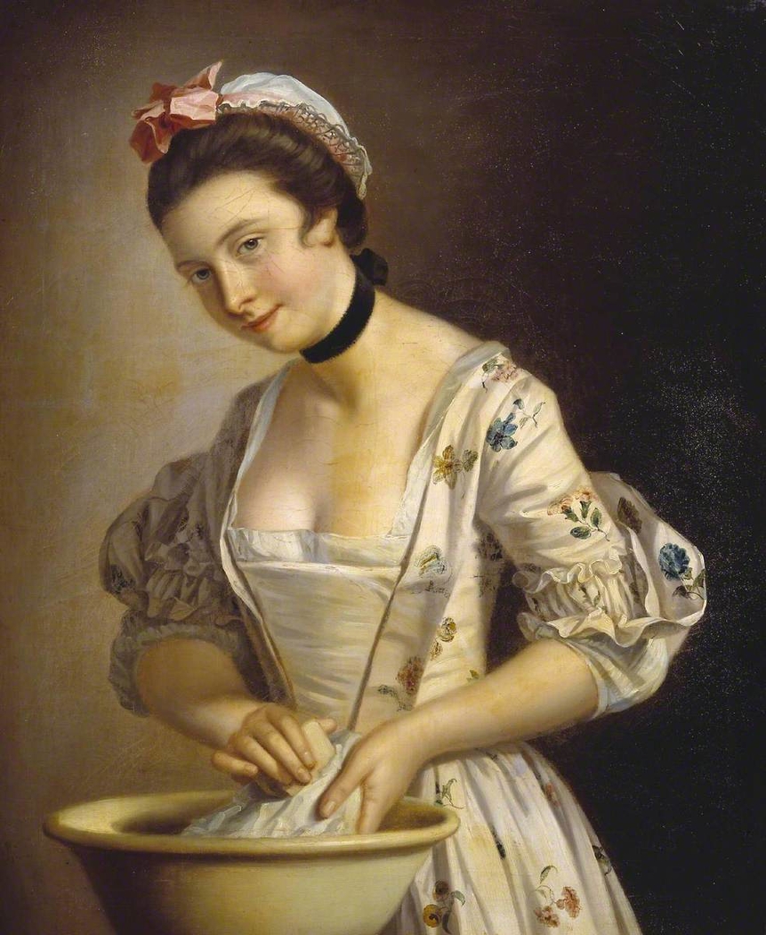 A Lady’s Maid Soaping Linen