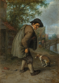A Man with Crouching Dog (Smell) by Adriaen van Ostade