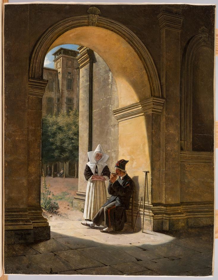 A Nun Cares for a Soldier in a Cloister