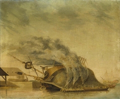 A Ship Hove Down and Burning Off by Gabriel Bray