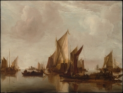 A State Yacht and Other Craft in Calm Water by Jan van de Cappelle