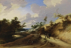 A Wooded Dune Landscape by Lodewijk de Vadder