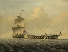 Action between HMS 'Blanche' and the 'Pique', 5 January 1795 by Thomas Baines