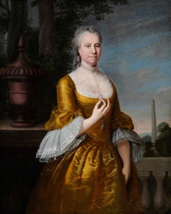 An Unknown Lady in a Yellow Satin Dress, with an Urn and Obelisk