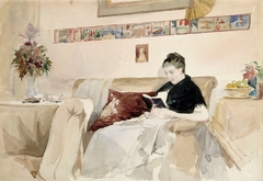 Artist’s Wife Reading on the Sofa by Albert Edelfelt
