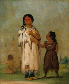 Assiniboin Woman and Child by George Catlin