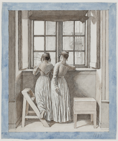 At a Window in the Artist's Studio by Christoffer Wilhelm Eckersberg