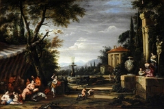 Bacchanal in a Garden, with Temple of Vesta and a Fountain