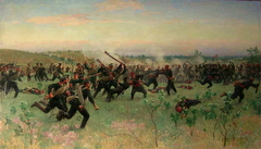 Bayonet fight of Russian regiments with Turkish infantry on Sistovsky heights on June 14, 1877 by Nikolai Dmitriev-Orenburgsky