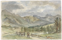 Berglandschap met veehoeder en twee koeien by Jozef Israëls