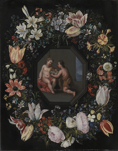 Blomsterkrans med Jesus og Johannes