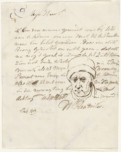 Brief met zelfportret van Wijbrand Hendriks