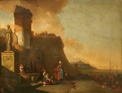Capriccio of a Seaport with Orientals and an Antique Statue