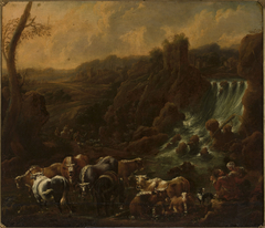 Cattle at the waterfall