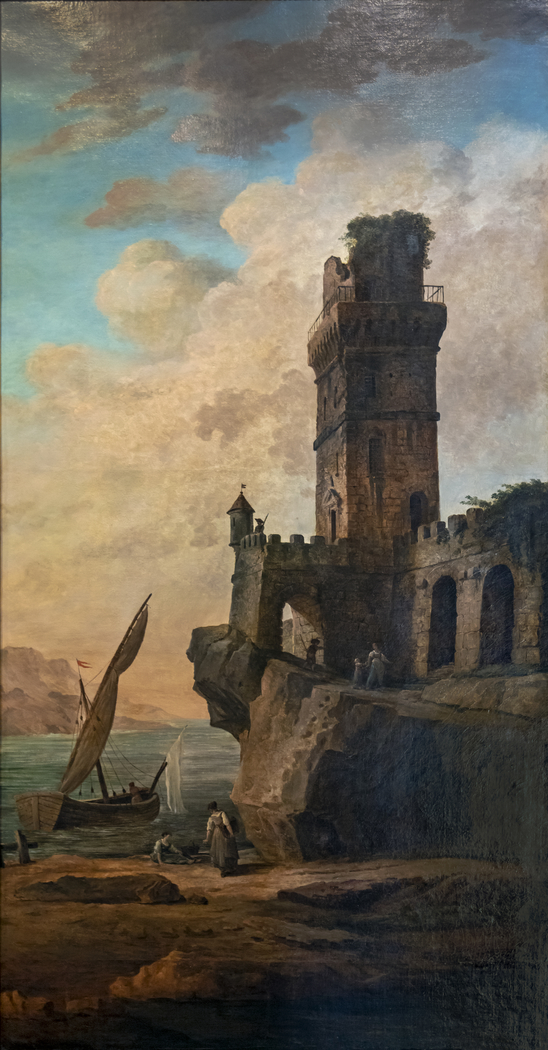 Château en ruines sur un rivage