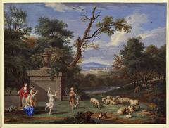 Classical Landscape with Shepherds and Shepherdess by Bernard Lens III