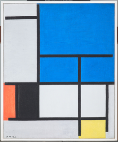 Composition with Large Blue Plane, Red, Black, Yellow, and Gray by Piet Mondrian