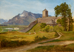 Das Militärwachthaus und der Josefsturm auf dem Salzburger Mönchsberg by Friedrich Loos