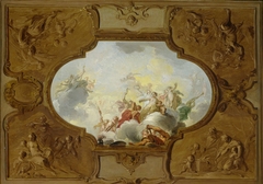 Design for a ceiling painting with the Apotheosis of Aeneas, in the corners the Four Seasons