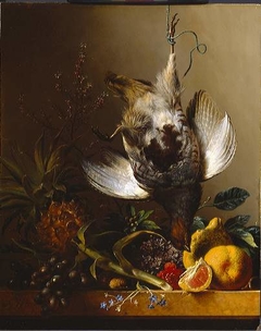 Dode patrijs en vruchten by Georgius Jacobus Johannes van Os