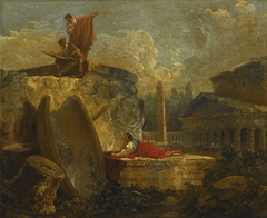 Draughtsmen in a Landscape with Antique Ruins