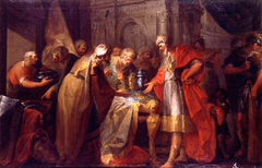 El rey Ezequías haciendo ostentación de sus riquezas ante los legados del rey de Babilonia