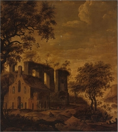 Evening Landscape with Ruin by anonymous painter